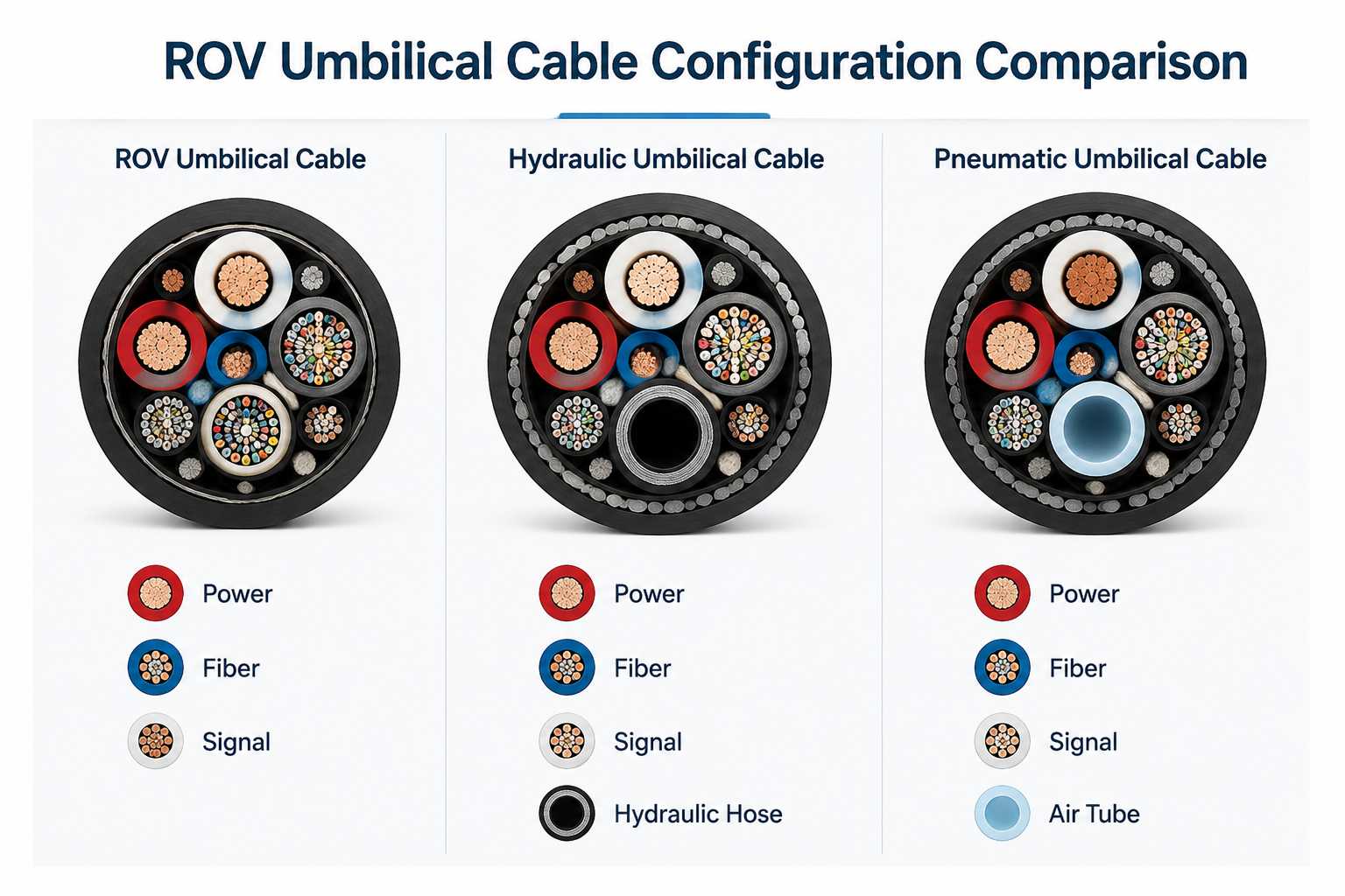 Comparison of ROV umbilical cable, hydraulic umbilical cable and pneumatic umbilical cable configurations.jpg